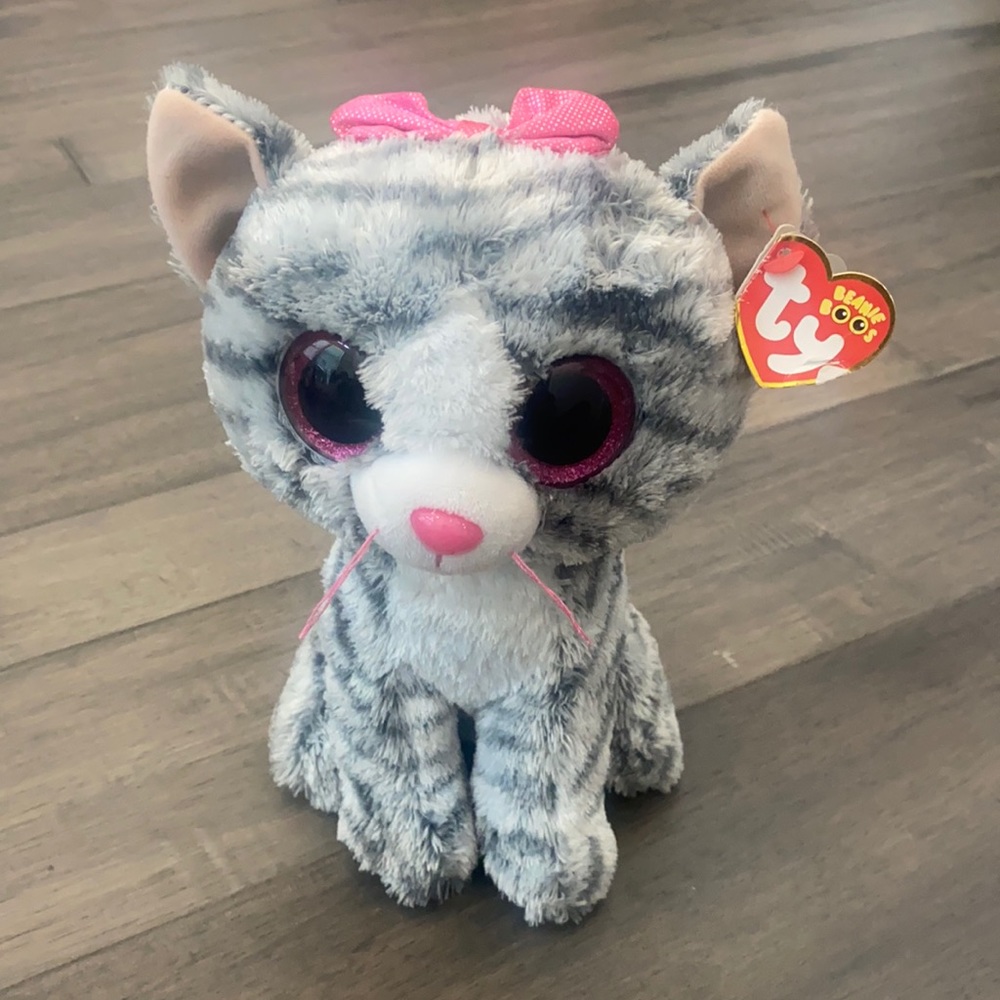 Ty Beanie Boos - Kiki The Grey‎ Cat (Glitter Eyes)